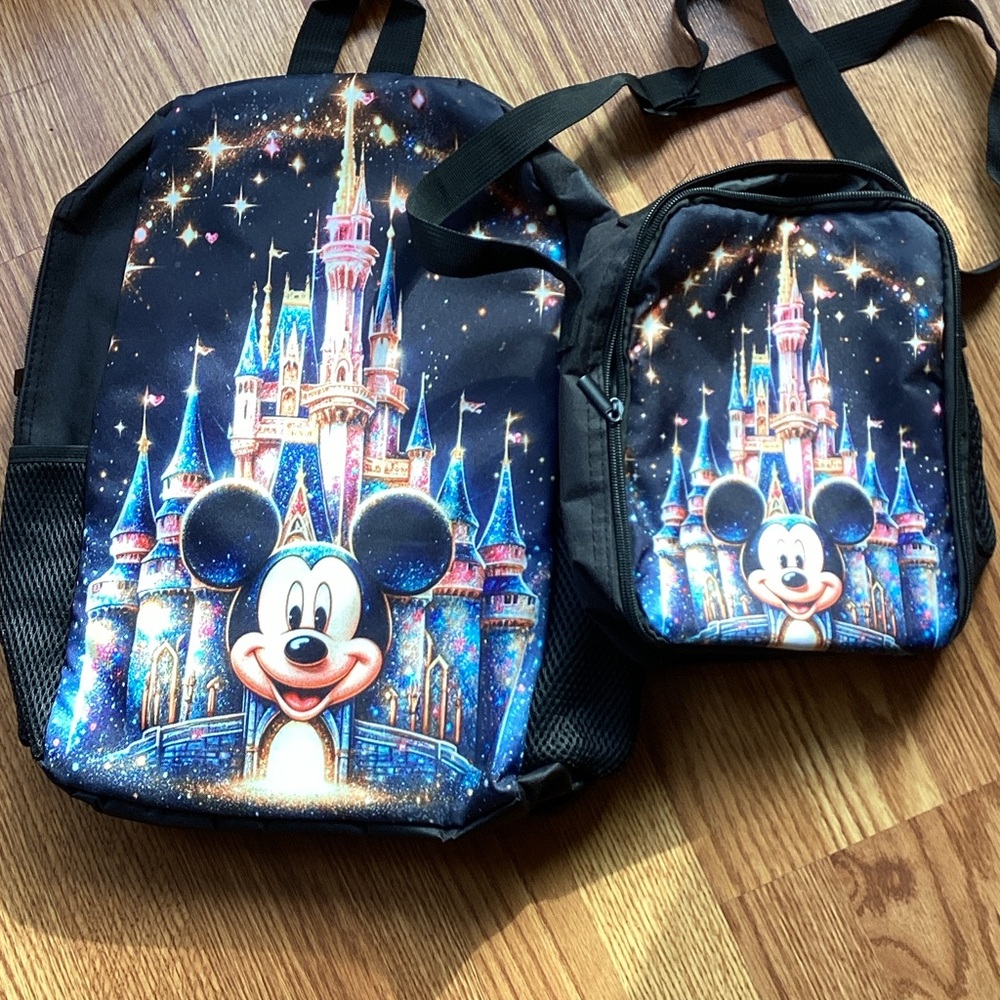 Disney Black and Blue Mickey Mouse Backpack Set